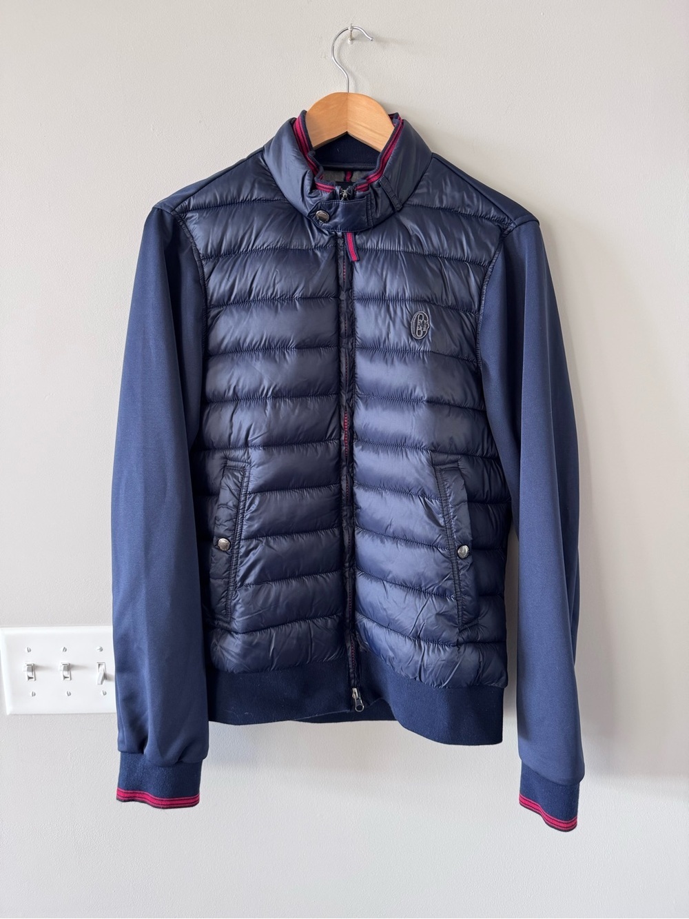 Navy Quilted Hybrid Jacket with Contrast Trim